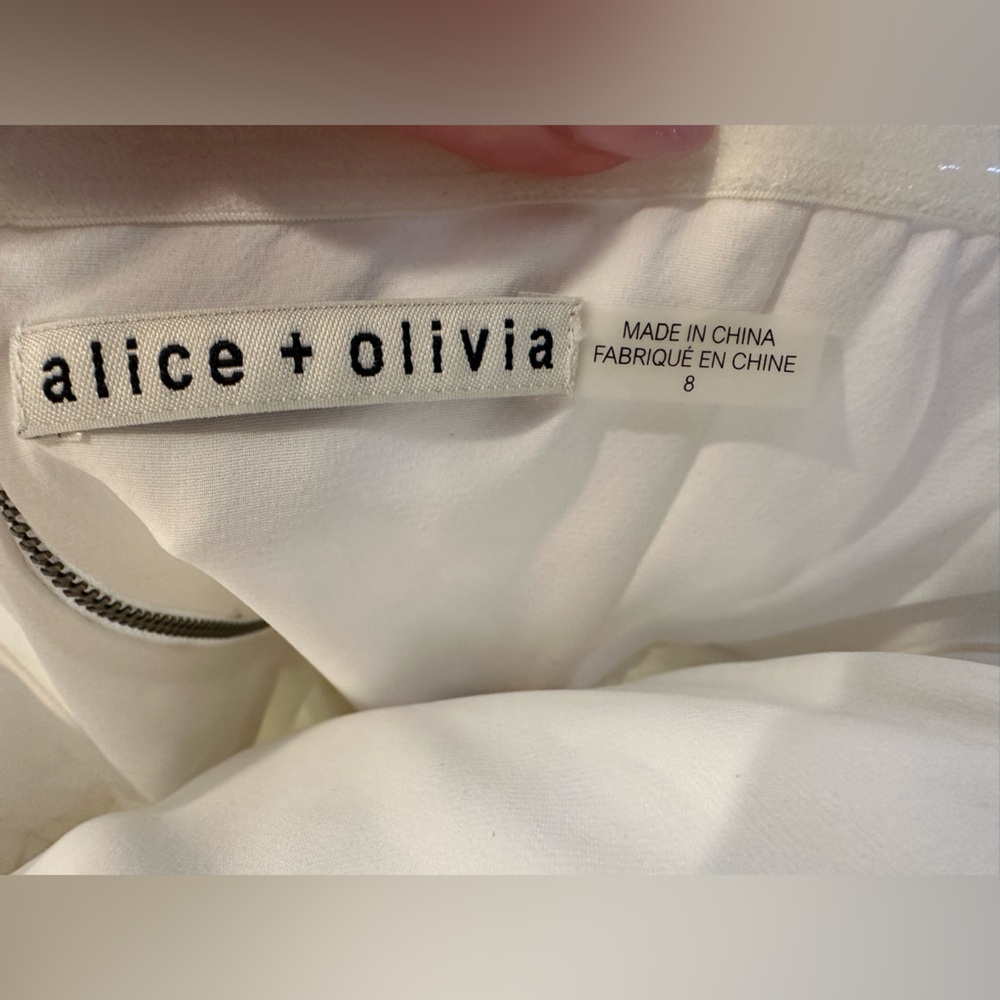 Alice + Olivia White Strapless Fit & Flare Eyelet Lace Mini Dress - Picture 11 of 13